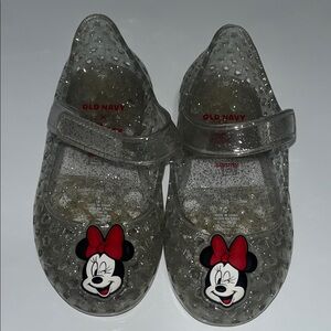 Disney Clear Sparkle Minnie Jelly Mary Janes with Red Bows